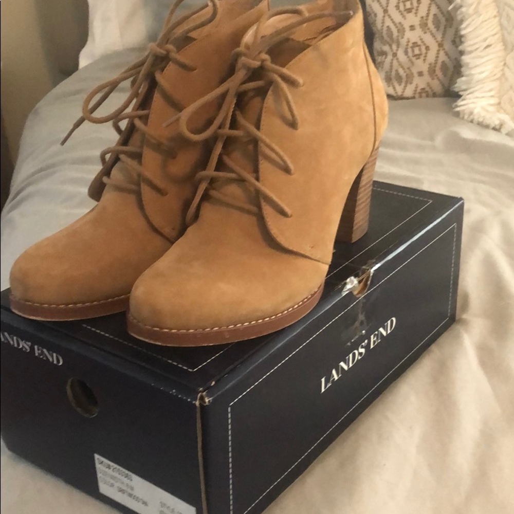Lands end suede heeled booties